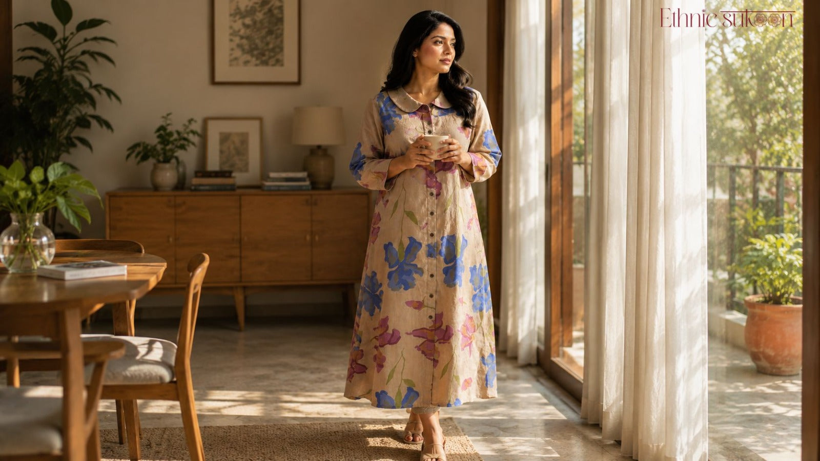 Why Is a Beige Floral Printed Long Kurti for Women Becoming the Go-To Choice for Relaxed Summer Dressing?