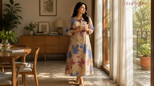 Why Is a Beige Floral Printed Long Kurti for Women Becoming the Go-To Choice for Relaxed Summer Dressing?