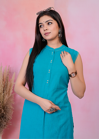 Firozi Sleeveless Coodset