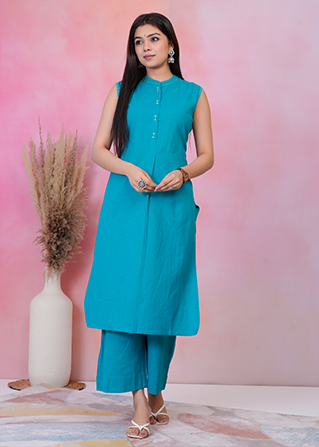 Firozi Sleeveless Coodset