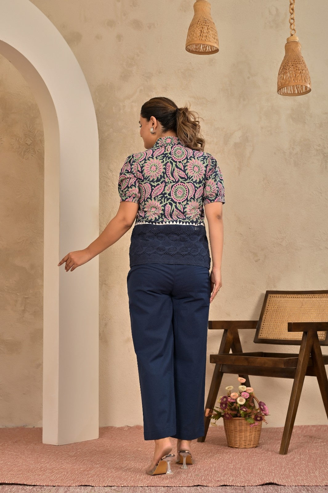 Blue Floral Sifli Boho Coordset