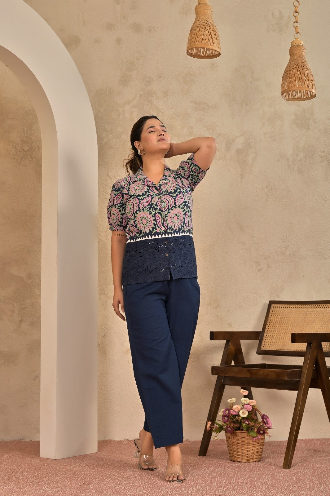 Blue Floral Sifli Boho Coordset