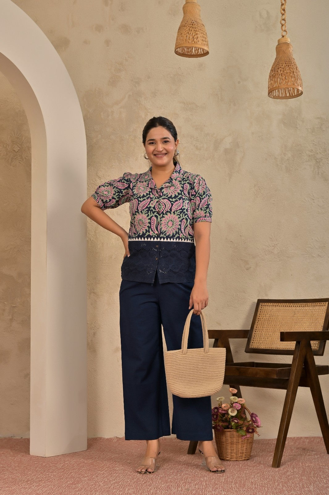 Blue Floral Sifli Boho Coordset