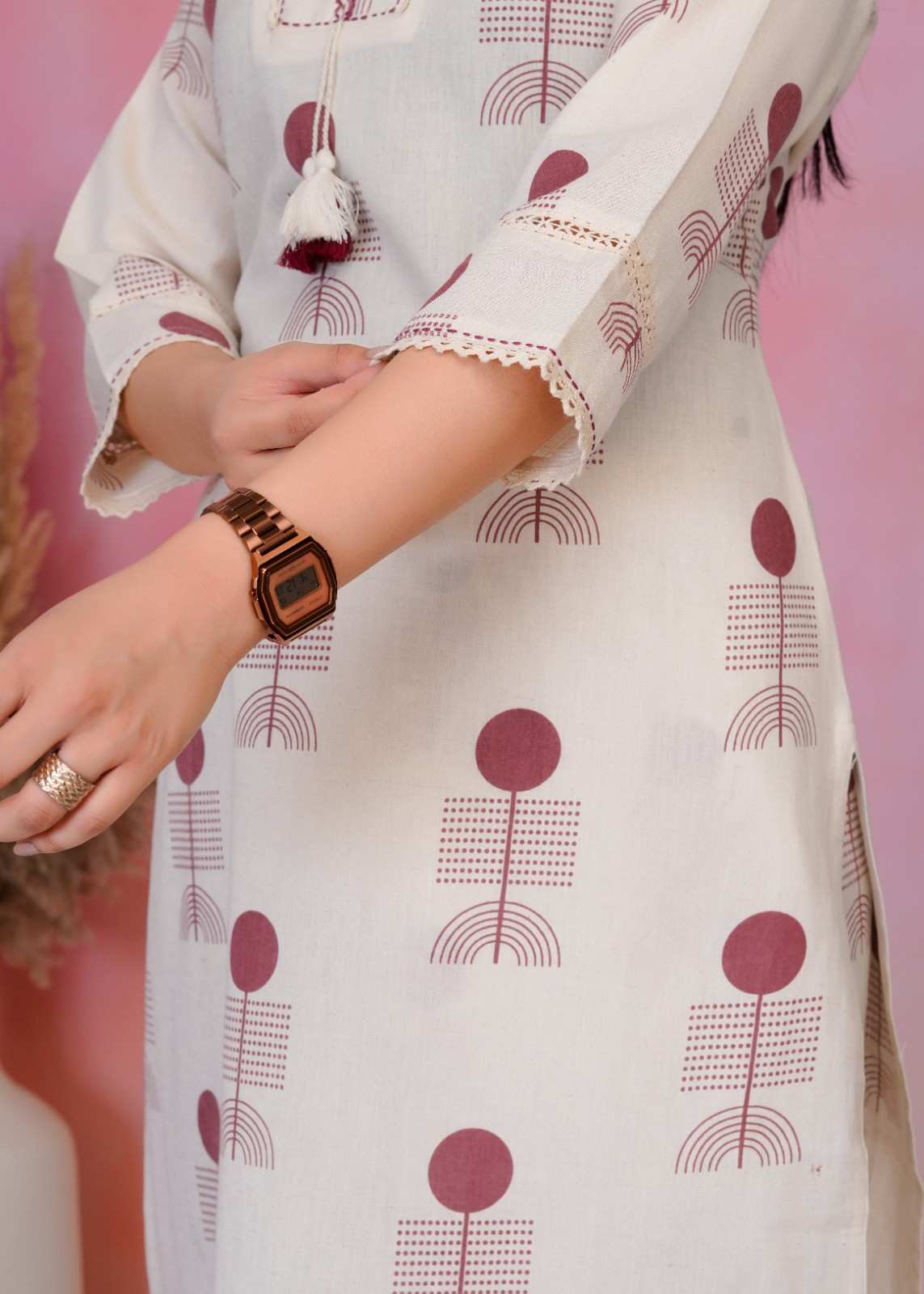 Geometric V-Neck Coordset