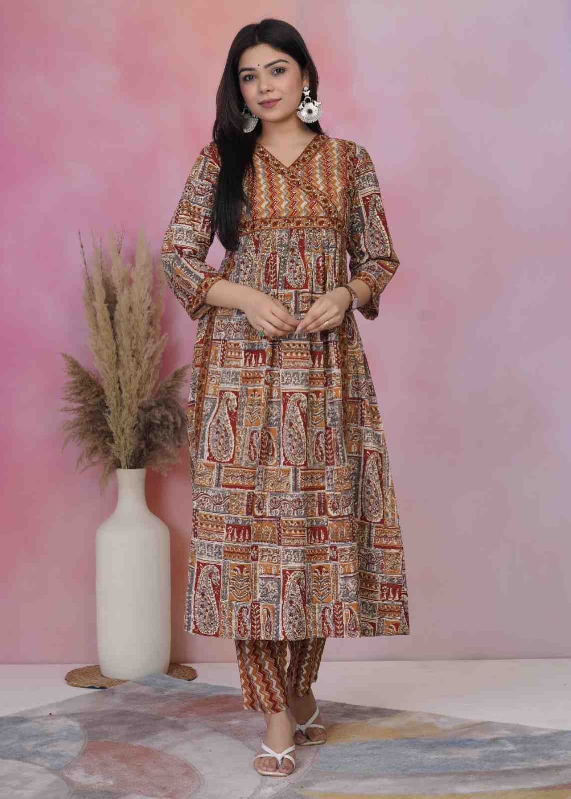 Ajrak Anarkali 3pc Set
