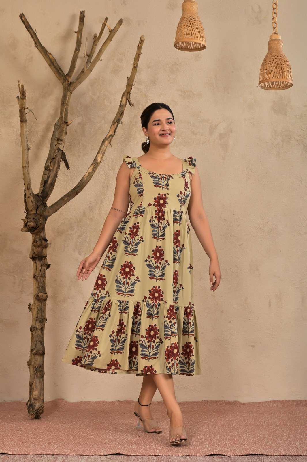Beige Frill Dress 91 price