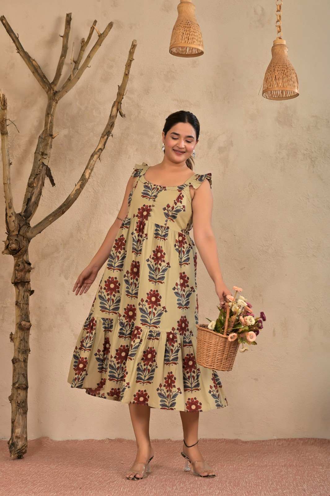 Beige Frill Dress 91 price