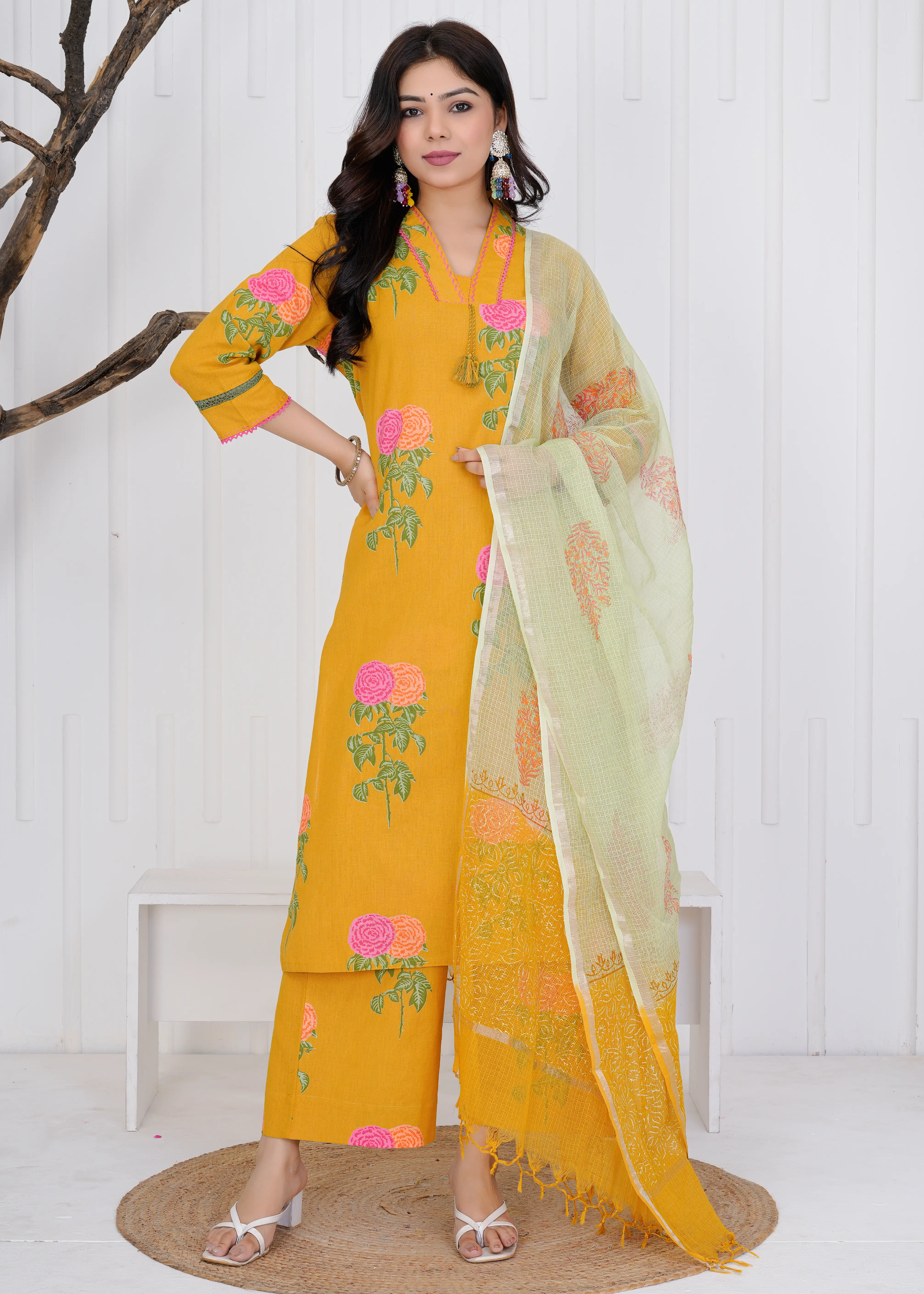 Mustard 2 Tone Suit Set