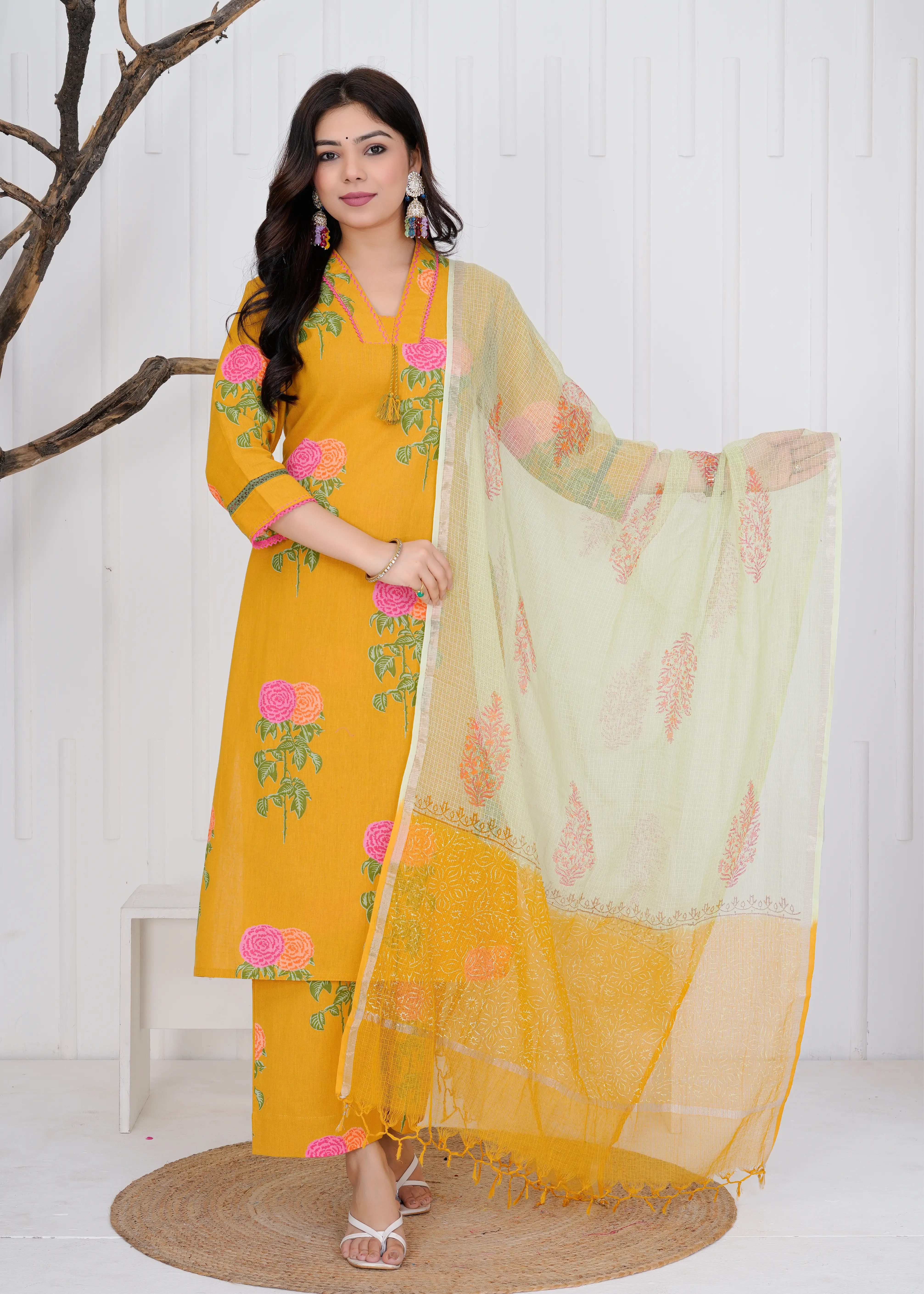 Mustard 2 Tone Suit Set