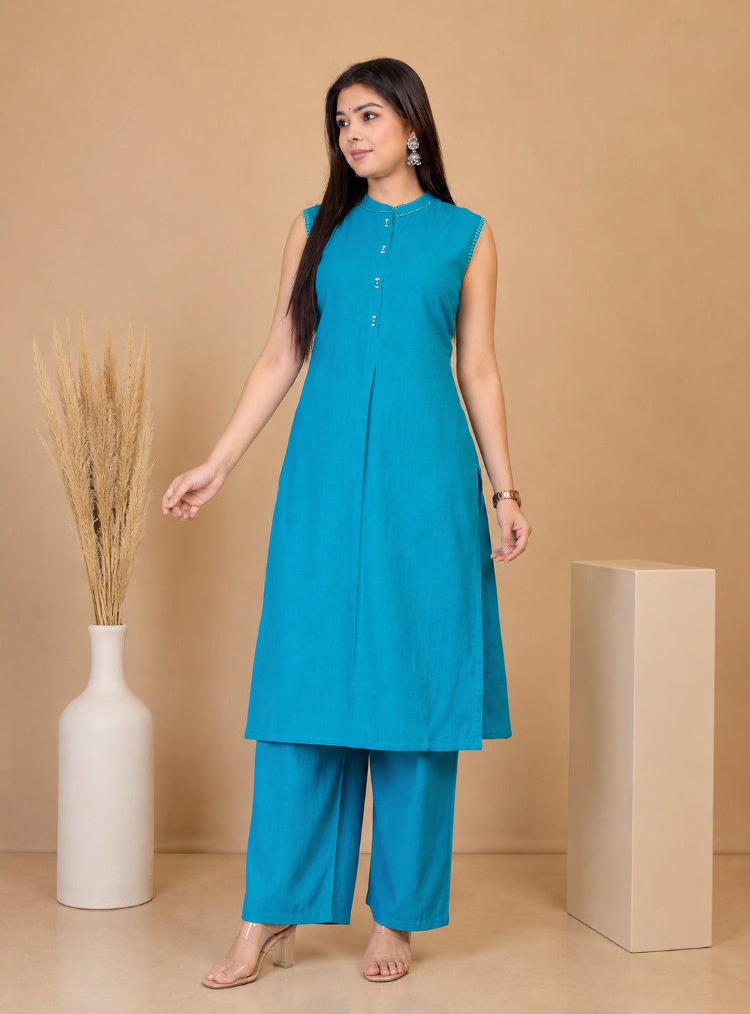 Firozi Sleeveless Co‐ord Set