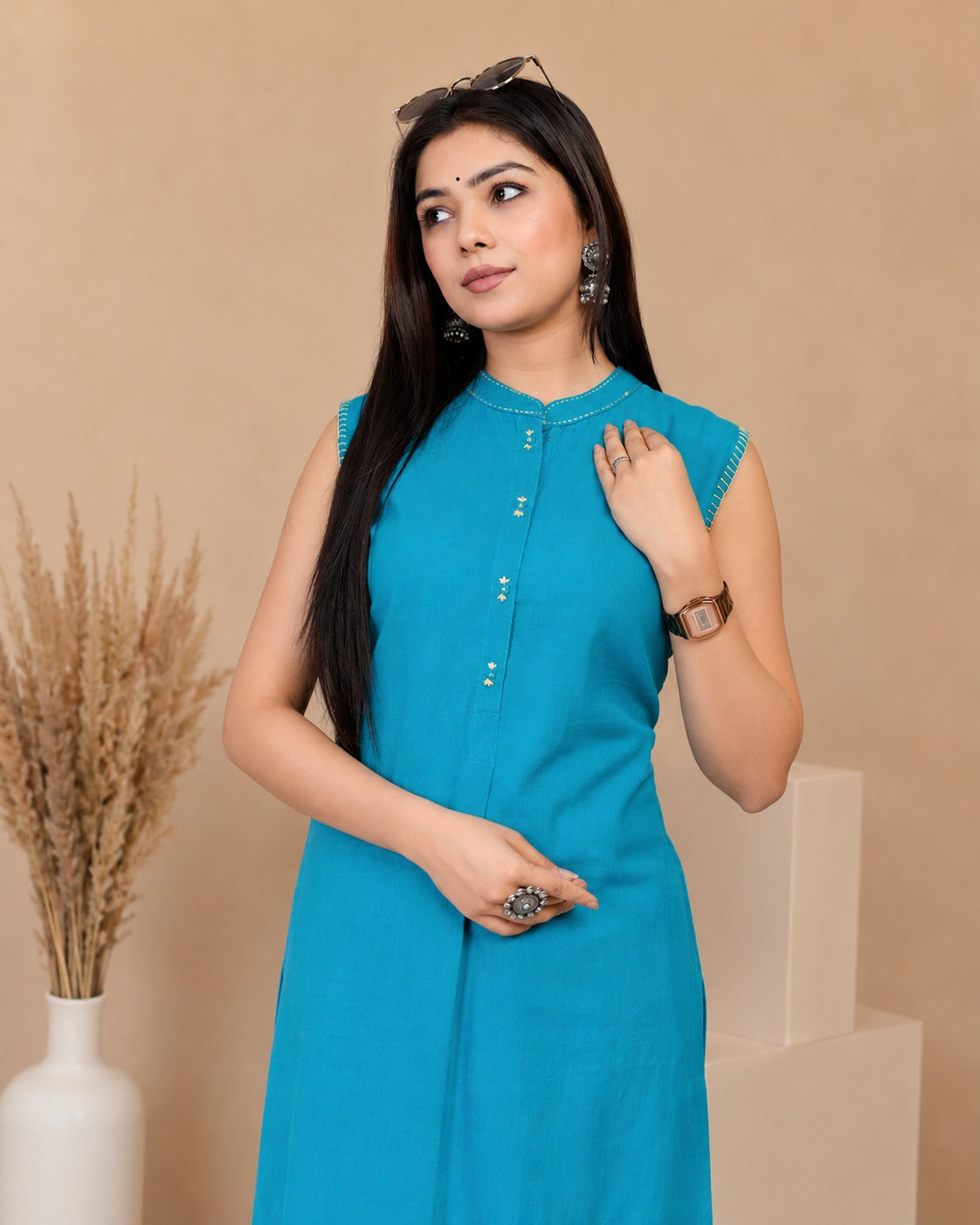 Firozi Sleeveless Co‐ord Set