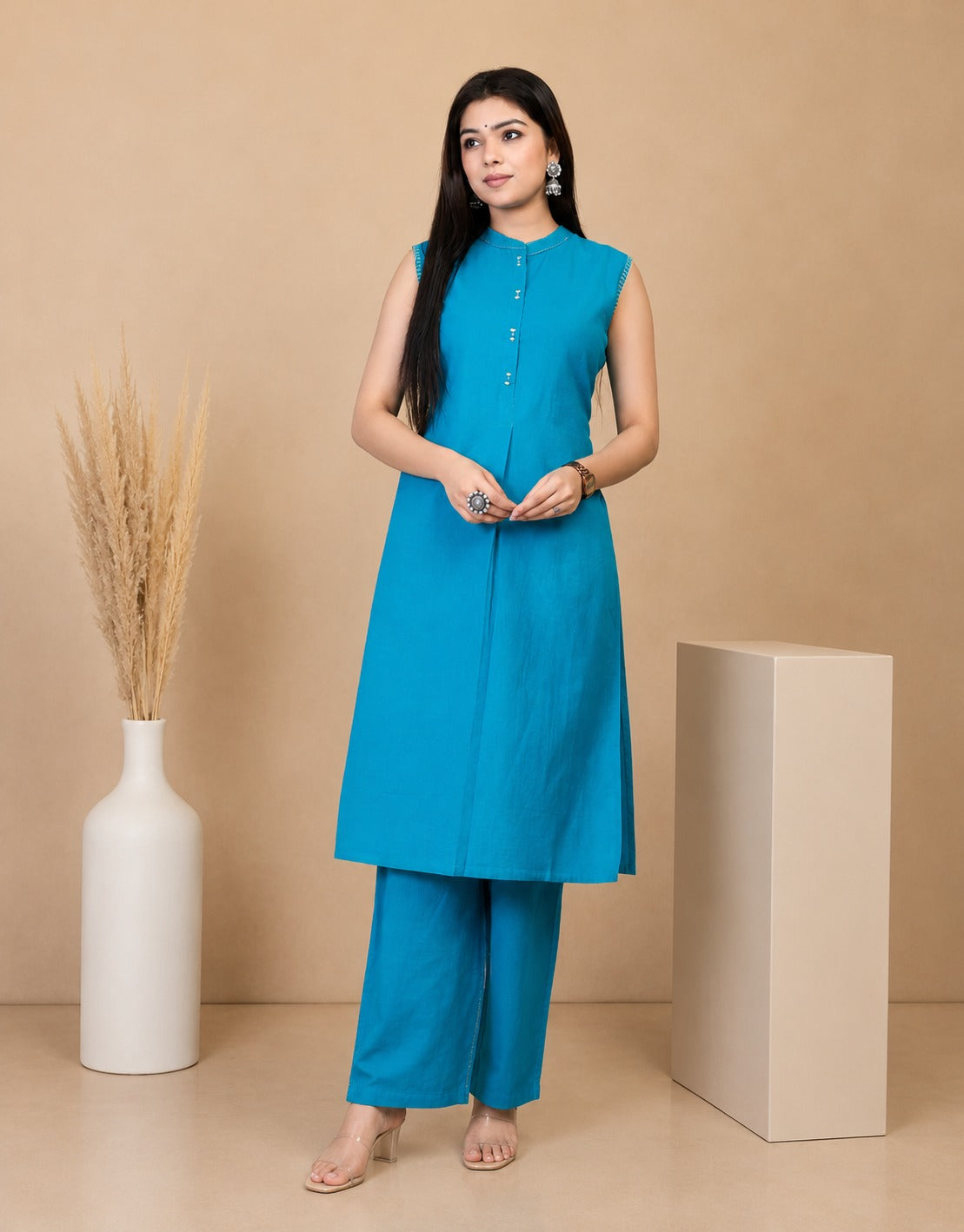 Firozi Sleeveless Co‐ord Set