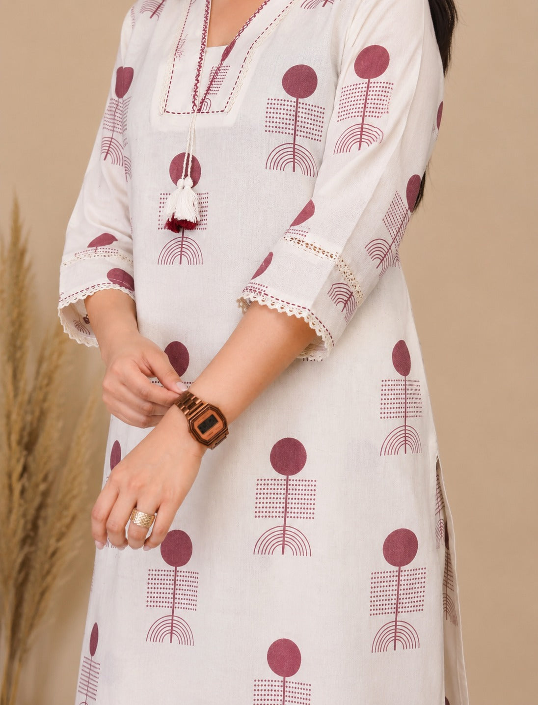 Geometric V-Neck Co‐ord Set