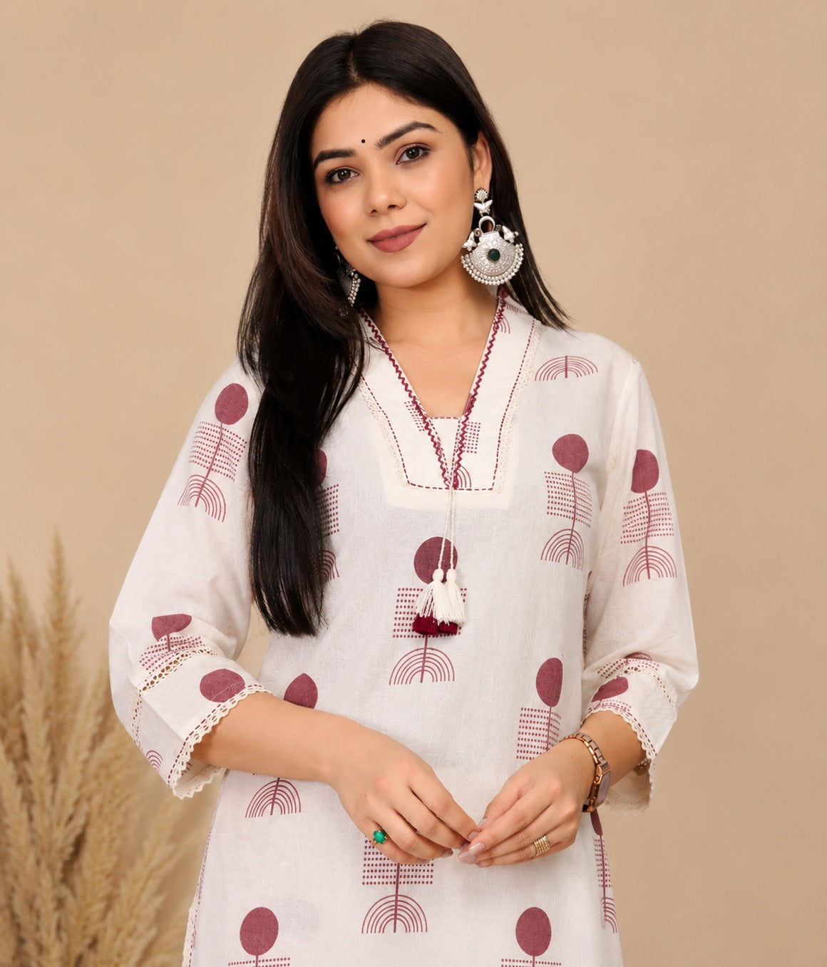 Geometric V-Neck Co‐ord Set