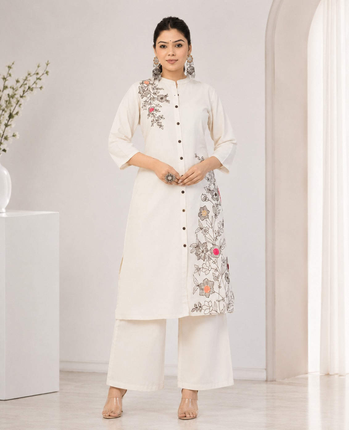 Embroidered Bloom Co‐ord Set