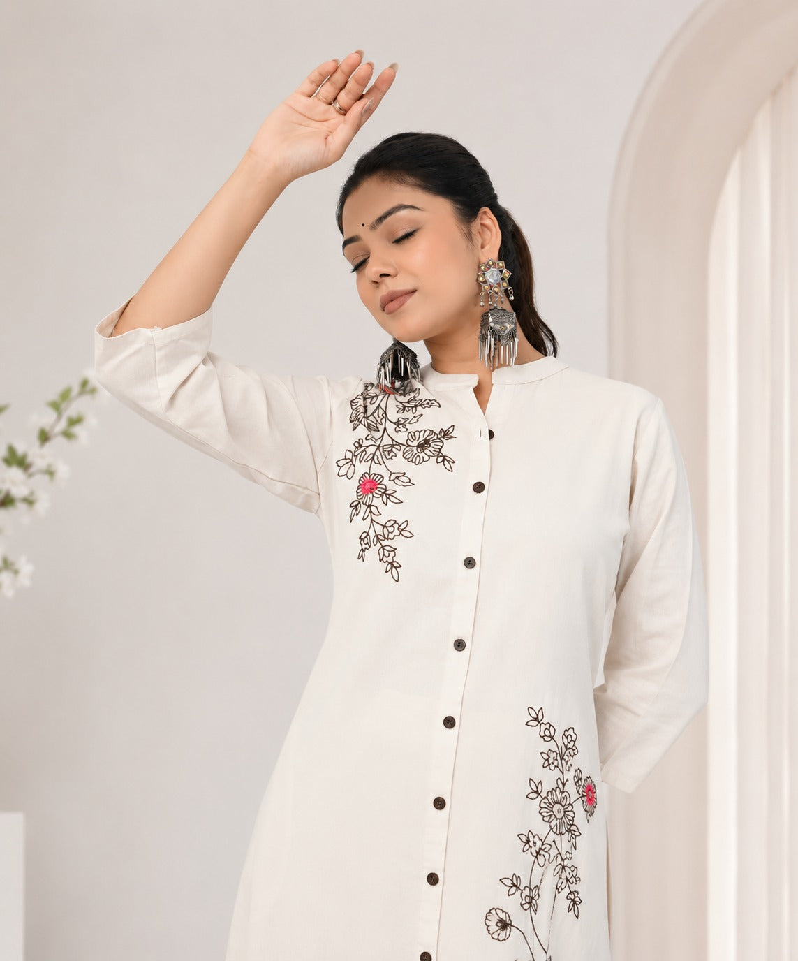 Embroidered Bloom Co‐ord Set