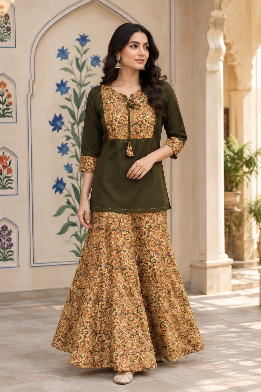 Cotton Skirt Top Coord Set