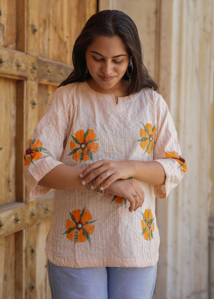 Just Orange Floral Top
