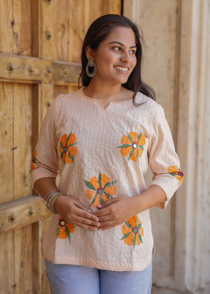 Just Orange Floral Top