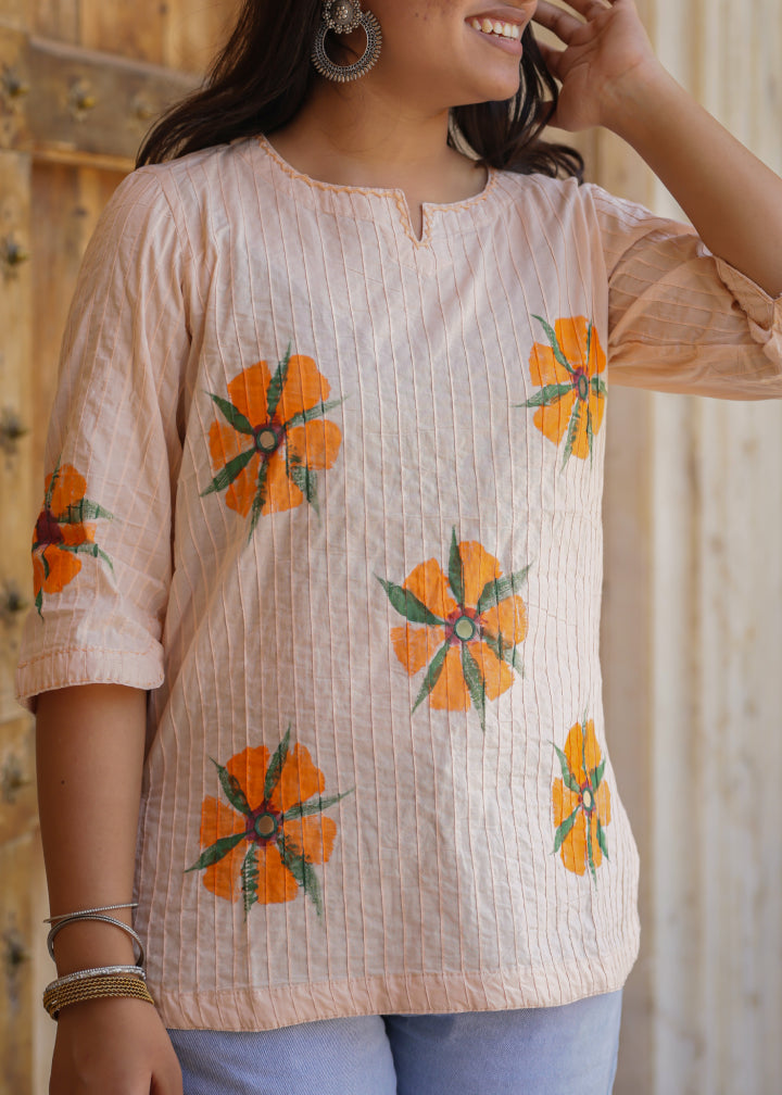 Just Orange Floral Top