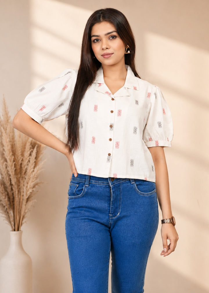 White Canvas Crop-Top