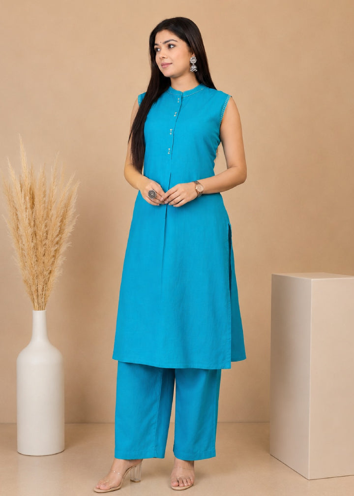 Firozi Sleeveless Co‐ord Set