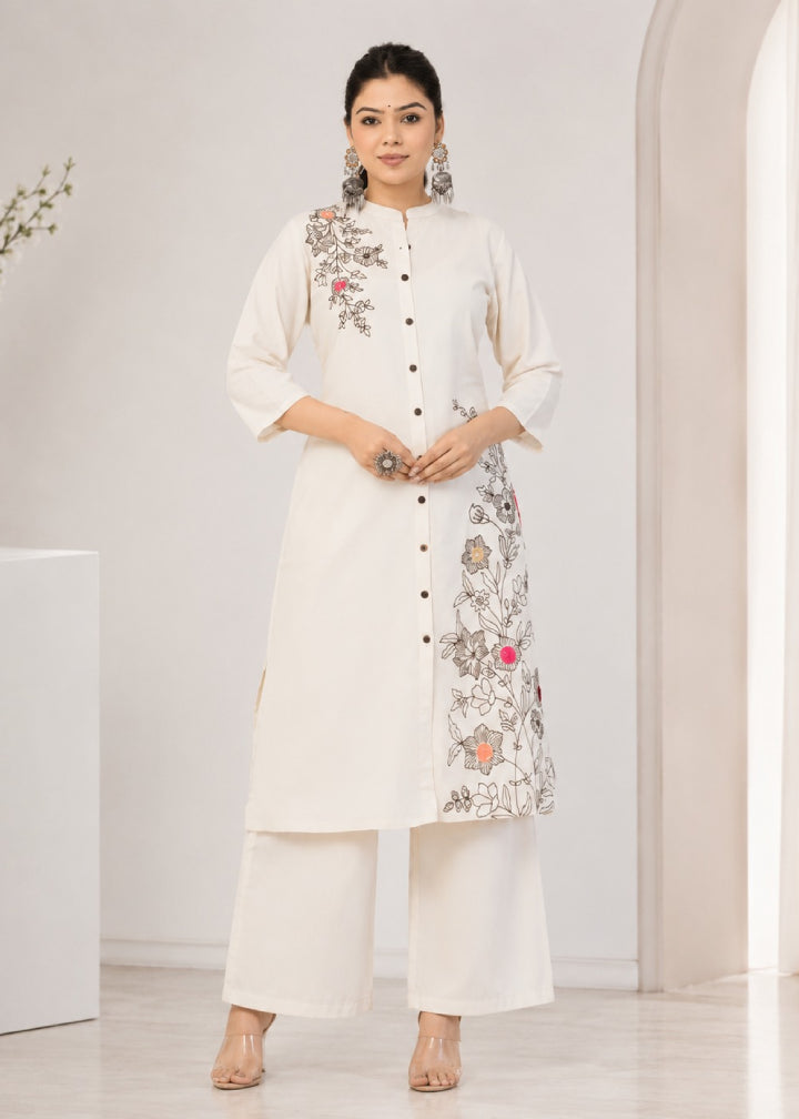 Embroidered Bloom Co‐ord Set