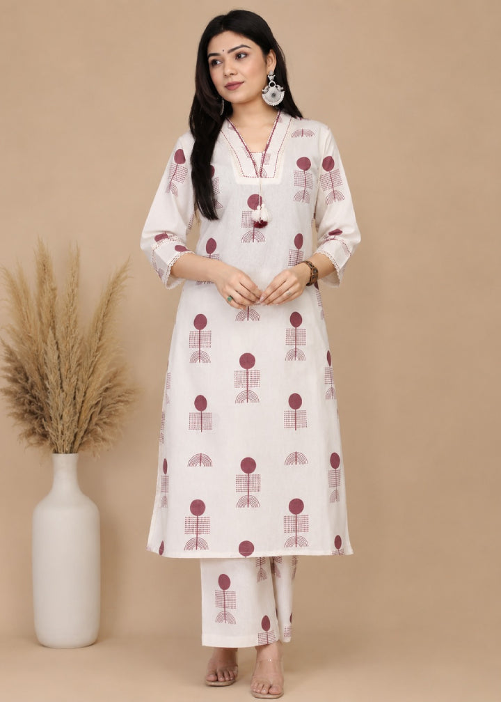 Geometric V-Neck Co‐ord Set
