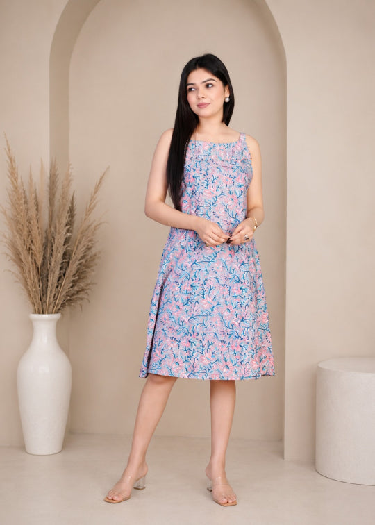 Handblock Strappy Dress