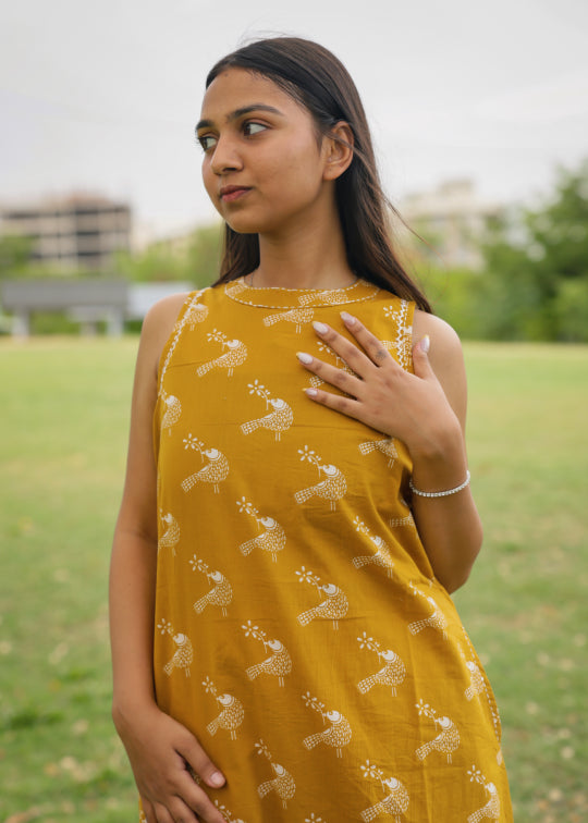 Mustard Sparrow Sleeveless Coordset