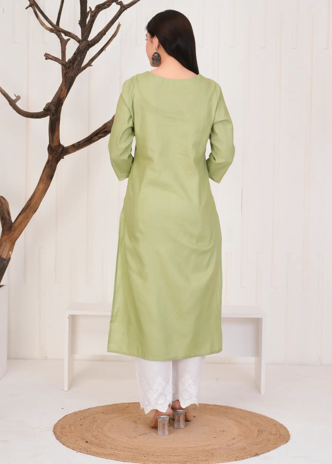 Green Grace in Glace Kurti