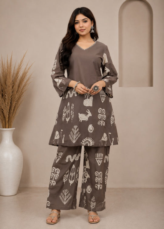 Charcoal Abstract Co‐ord Set