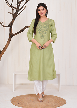 Green Grace in Glace Kurti